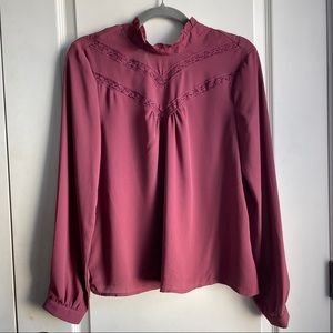 pink flowy tank top with lace back detail